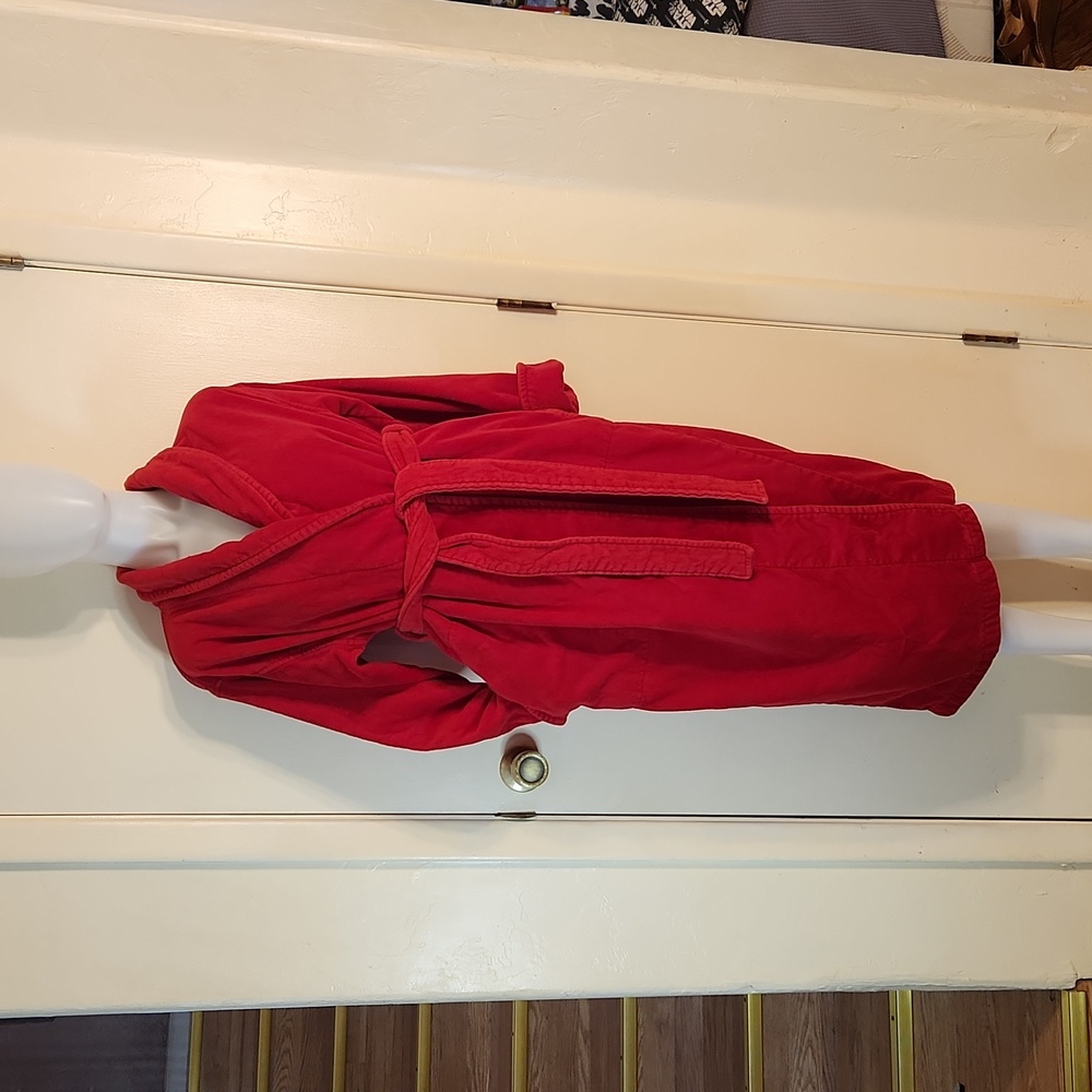 Vintage Y2K Victoria's Secret -Long Sleeve Red Plush Long Robe XS/S 100% Cotton